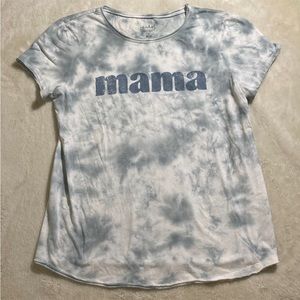 Isabel Maternity Blue/Gray Tye Dye Mama Tee Shirt Raw Hem Sz S